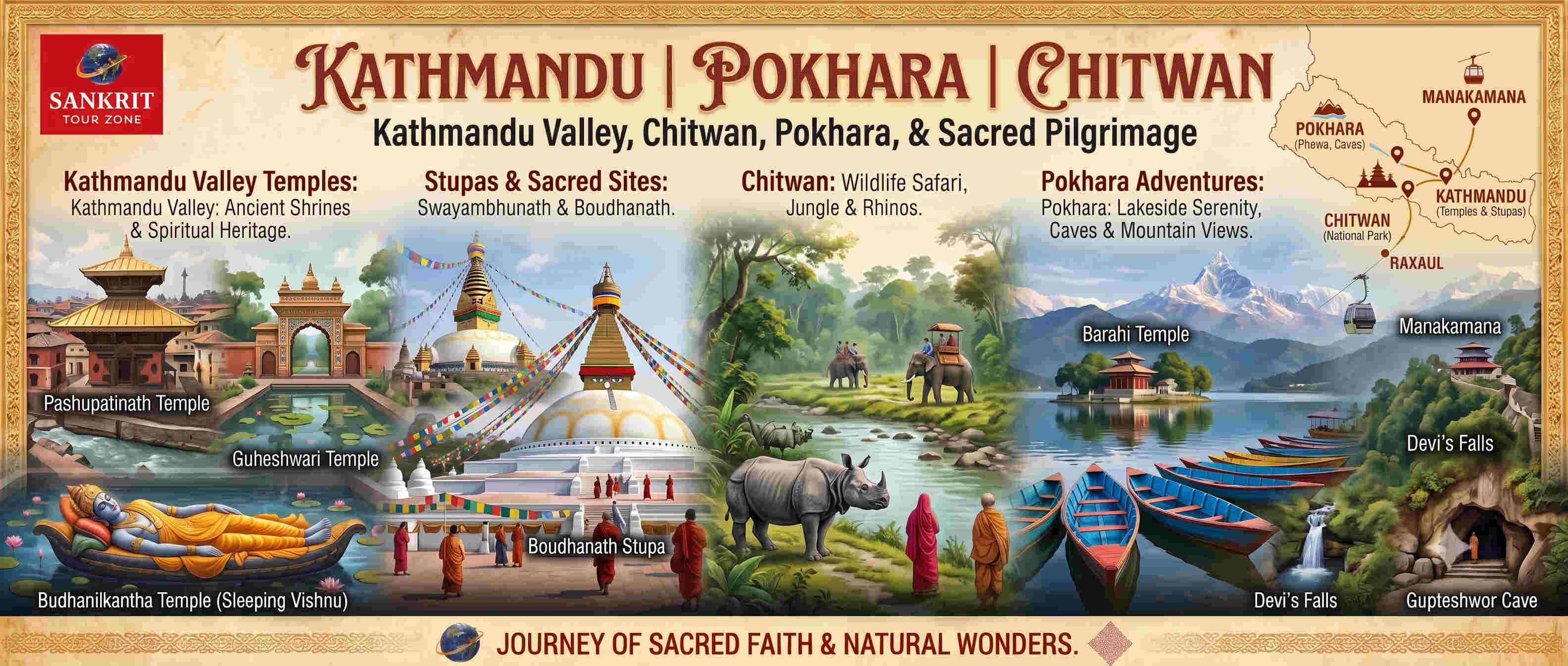 Kathmandu Pokhara Chitwan Tour via Raxaul